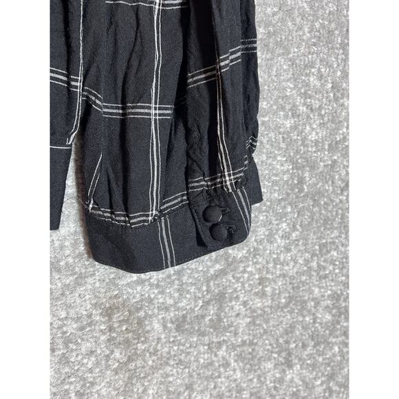 Madewell Windowpane Cropped Wrap Top Womens Size XL Black V-Neck Tie Front Hem - Picture 7 of 9